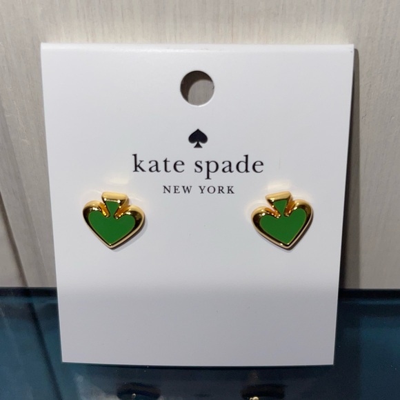 kate spade Jewelry - Kate Spade ♠️ New York Enamel Stud Earrings in Green and Gold NWT